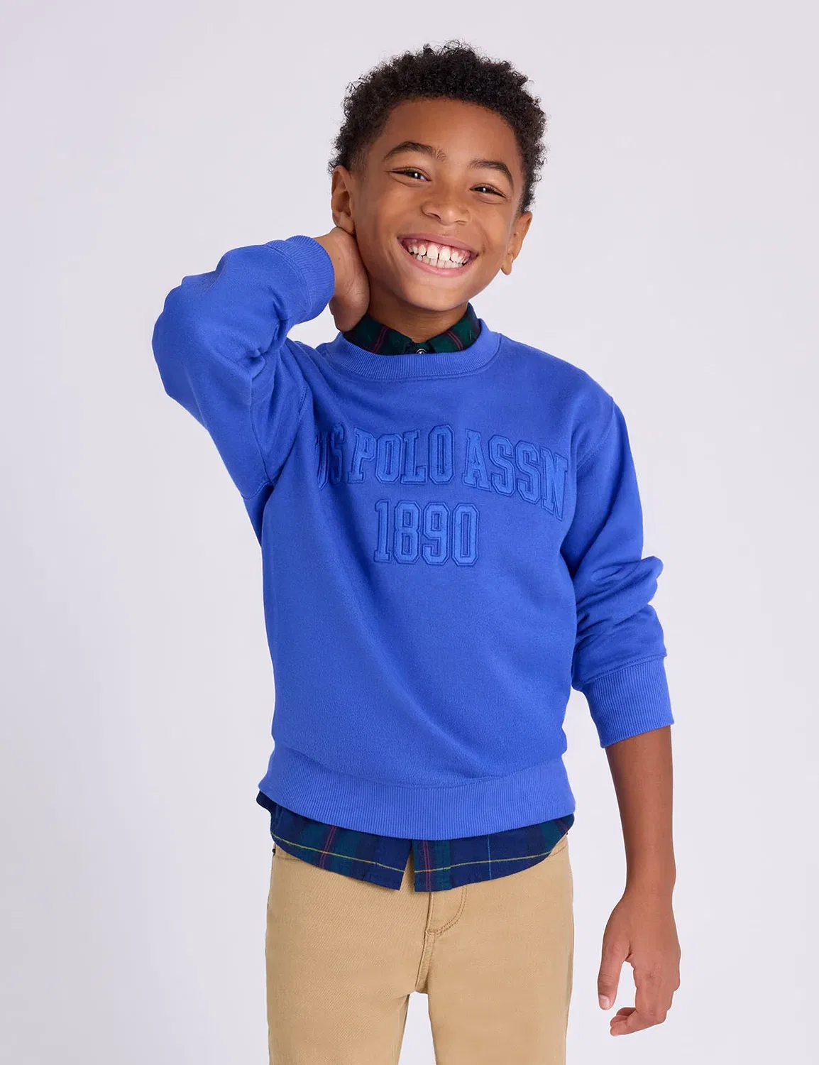 Детский флисовый пуловер с аппликацией в виде логотипа U.S. Polo Assn, Dazzling Blue — фото 2