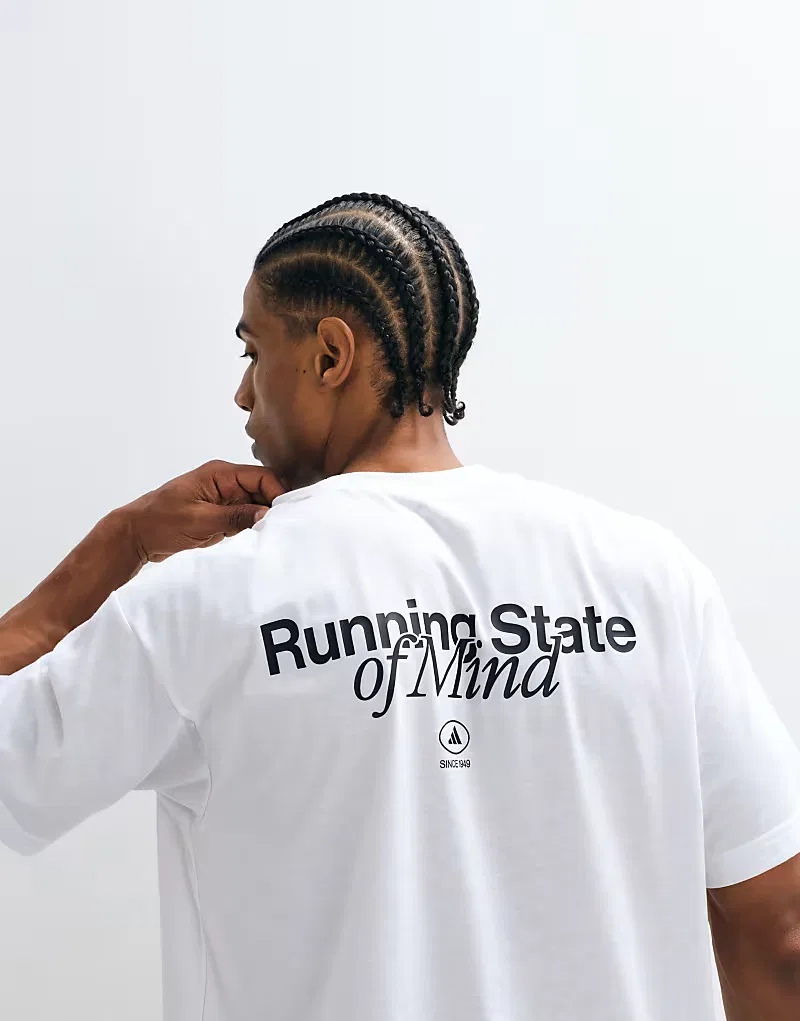 Беговая футболка Adidas с принтом State of Mind на спине, белый