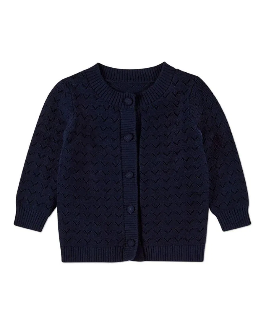 Комплект из кардигана и брюк Chevron Knit Cardigan 2 Piece Set MeMoi, Navy — фото 2