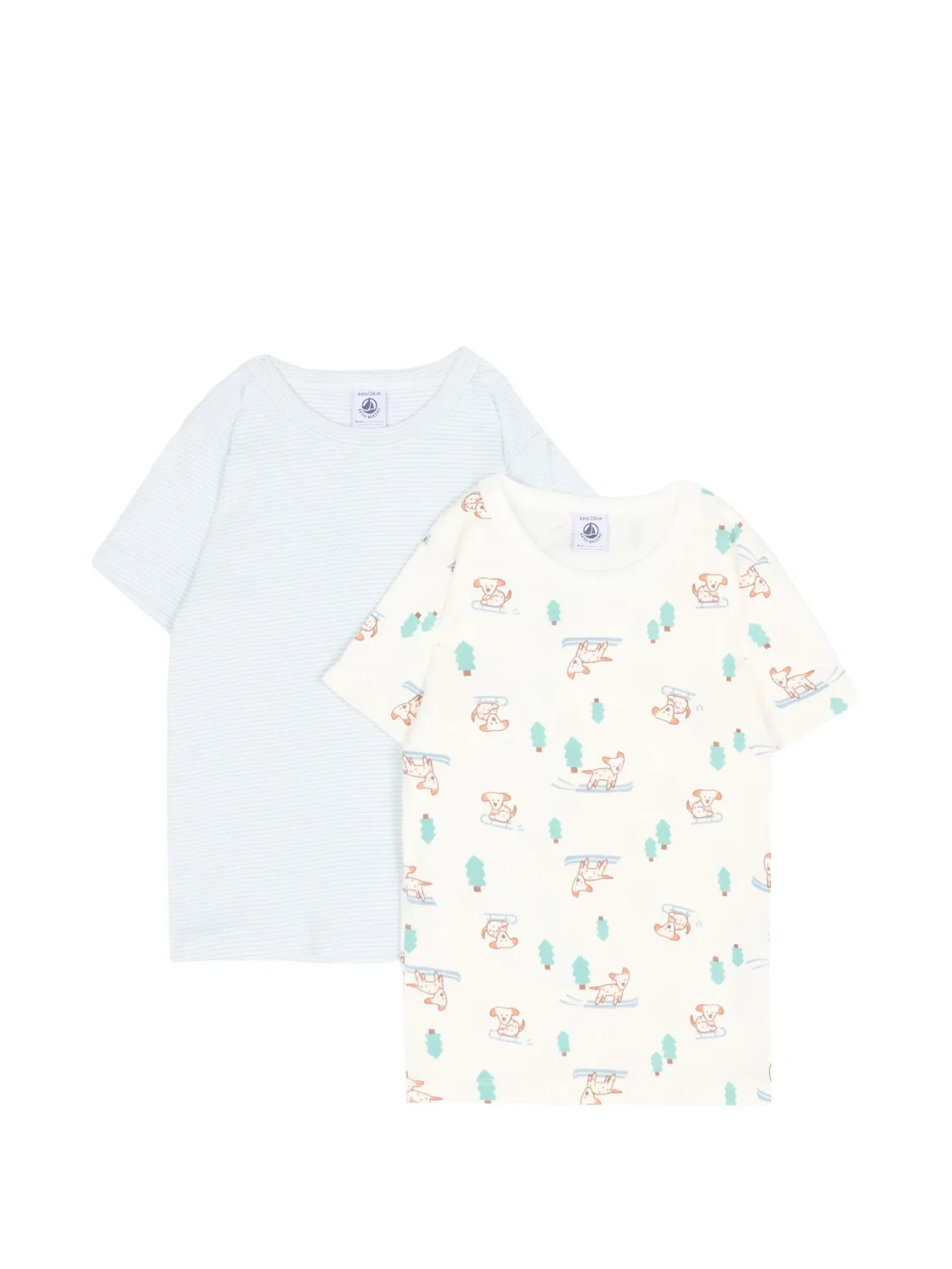 Комплект из двух футболок с графичным принтом Petit Bateau, нейтральные цвета