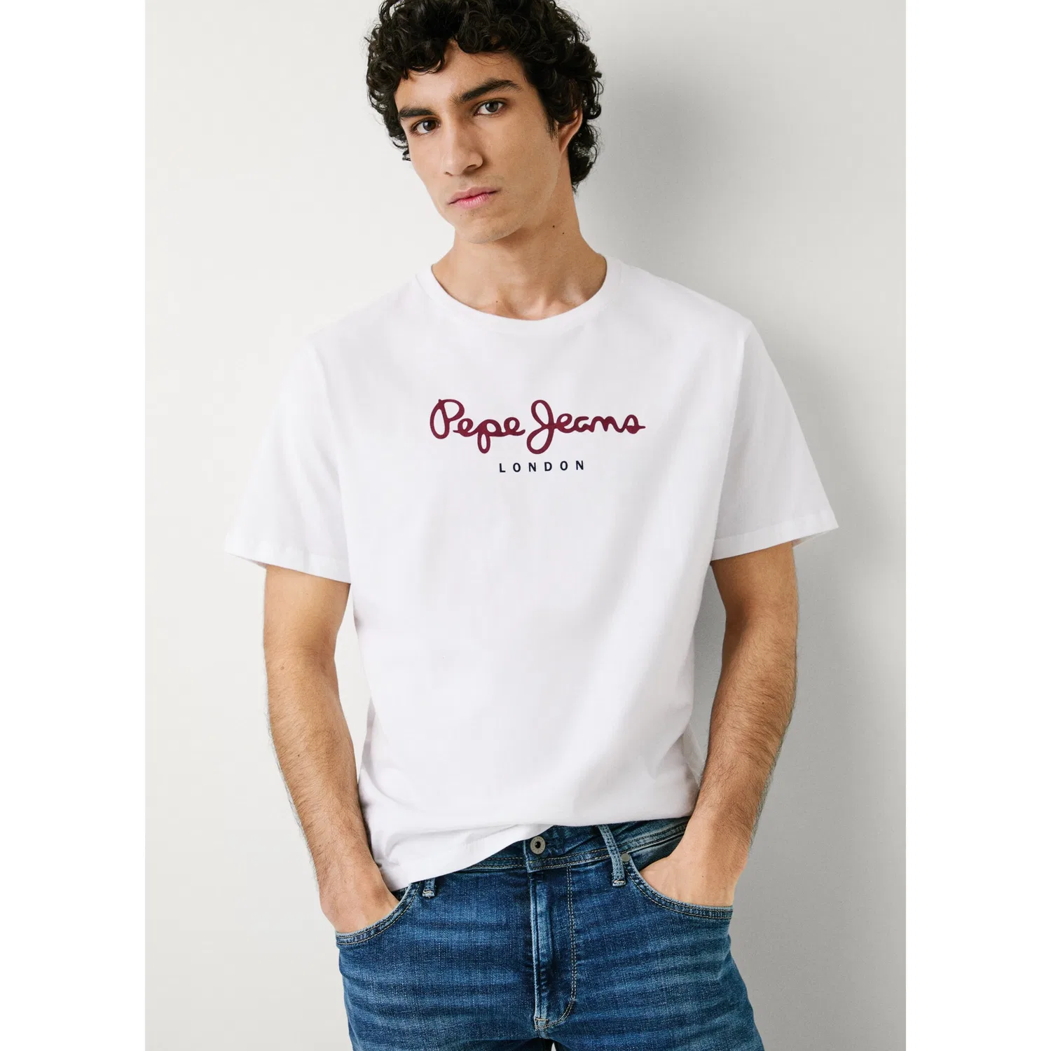 Детская хлопковая футболка с принтом Pepe Jeans, White — фото 2