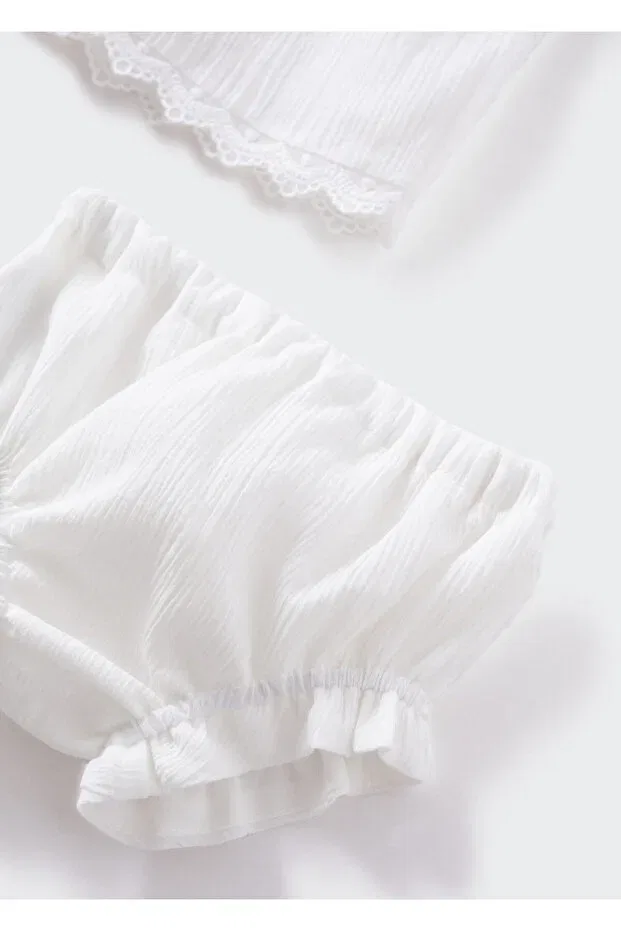 Детское платье для девочек с воротником-питер пэн Mango Woman, Off White — фото 3