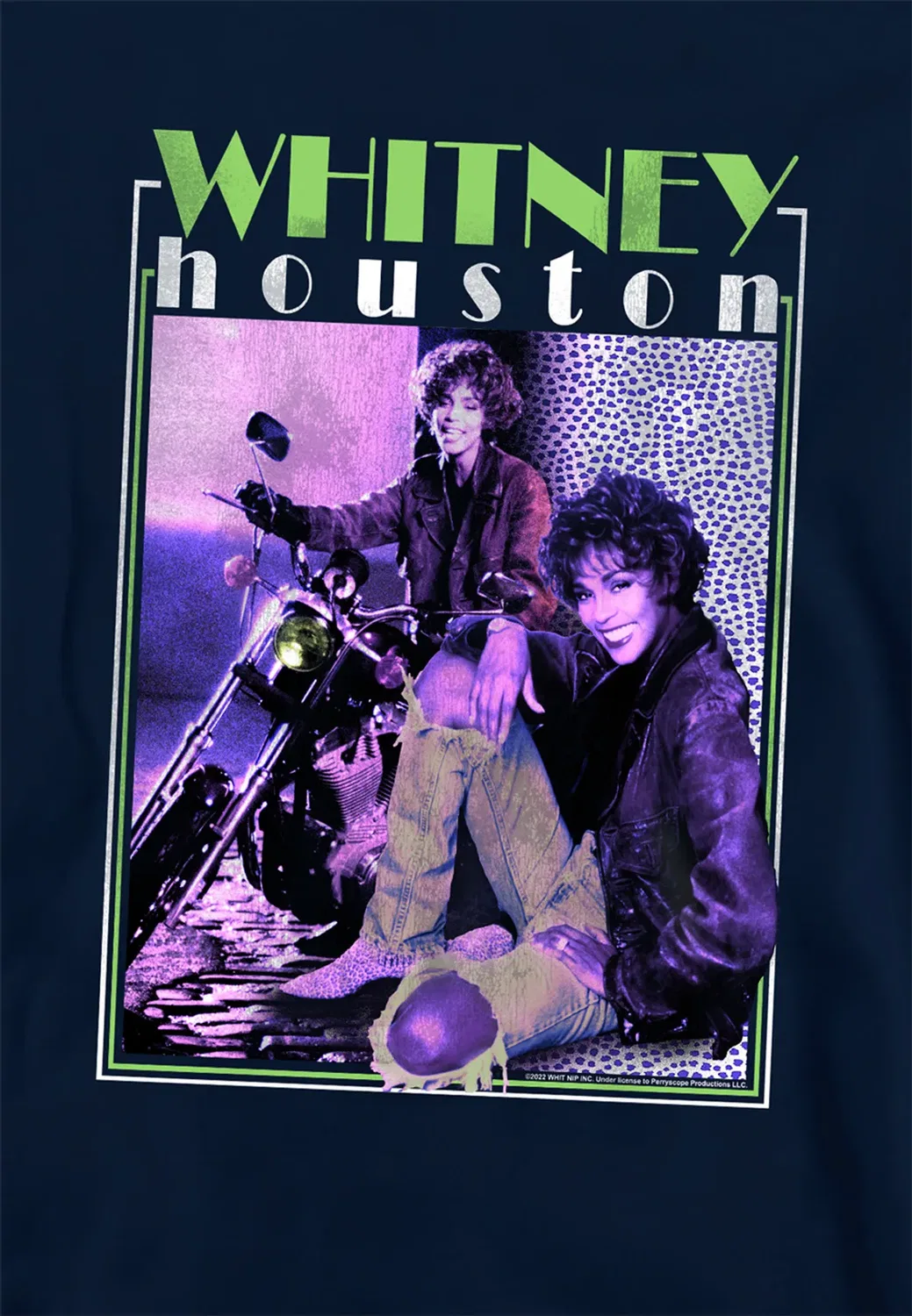 Детский худи с принтом Motorcycle Queen Whitney Houston, Navy — фото 2