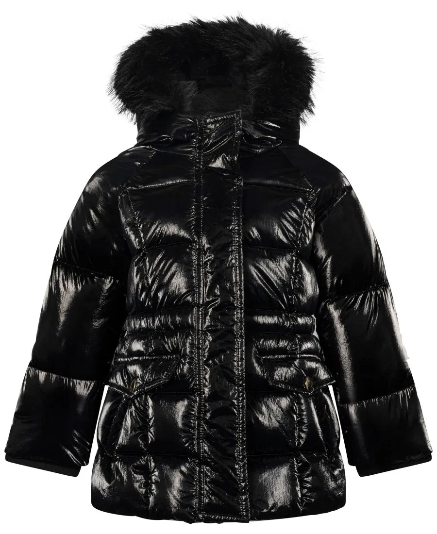 Детское стеганое пальто с капюшоном, с длинным рукавом, модель Shimmer Box Quilt Anorak S Rothschild & CO, Black