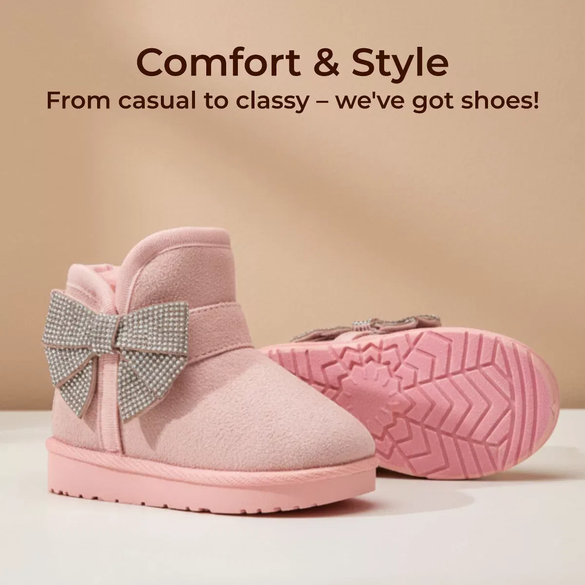 Детские ботинки для девочек с микрофиброй bebe, Blush — фото 2