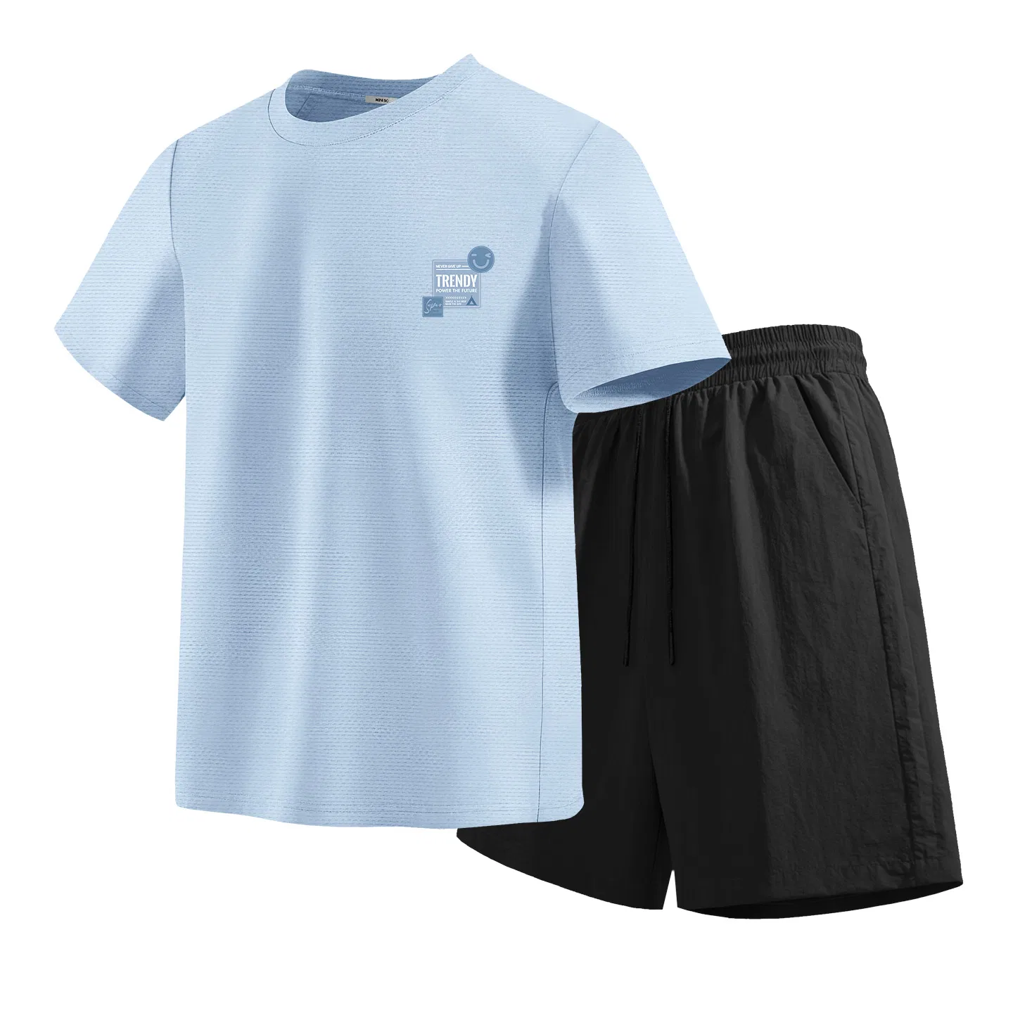 Детский комплект спортивной одежды с принтом MINISO, White (Smiley Face Label Chest Logo)+Black — фото 3