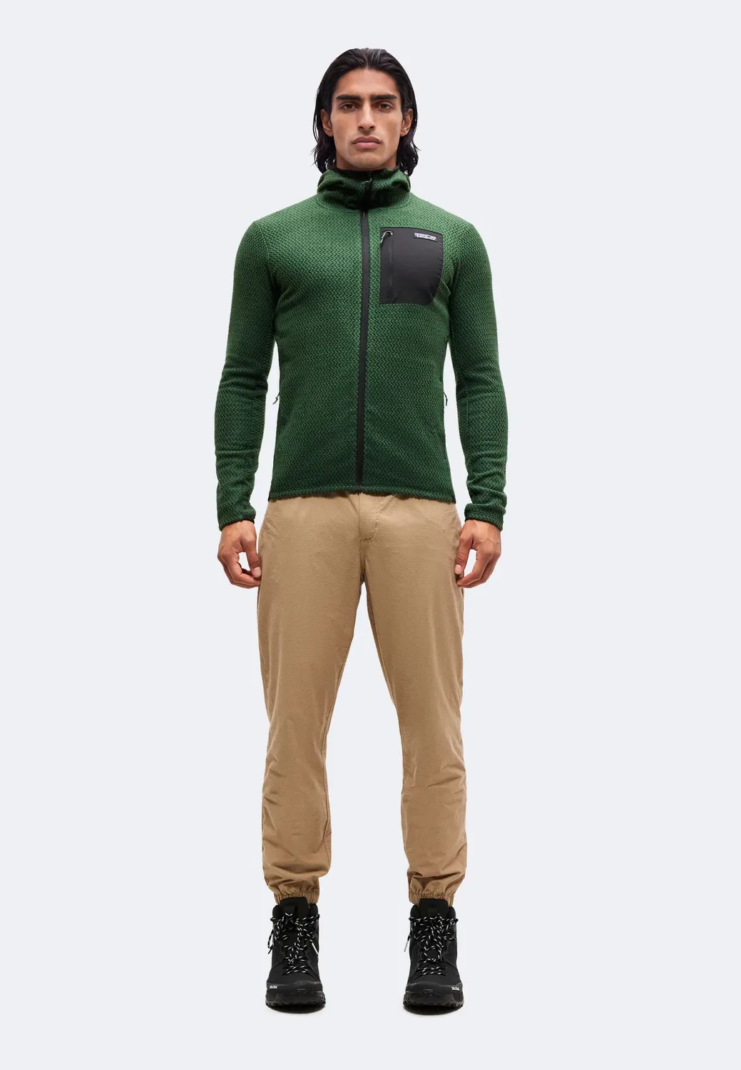 Толстовка R1 air на молнии с капюшоном - флисовая куртка Patagonia, Treeline Green — фото 2