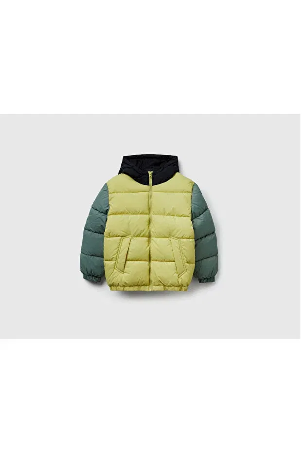 Детское пальто для мальчиков с капюшоном Benetton, Sarı