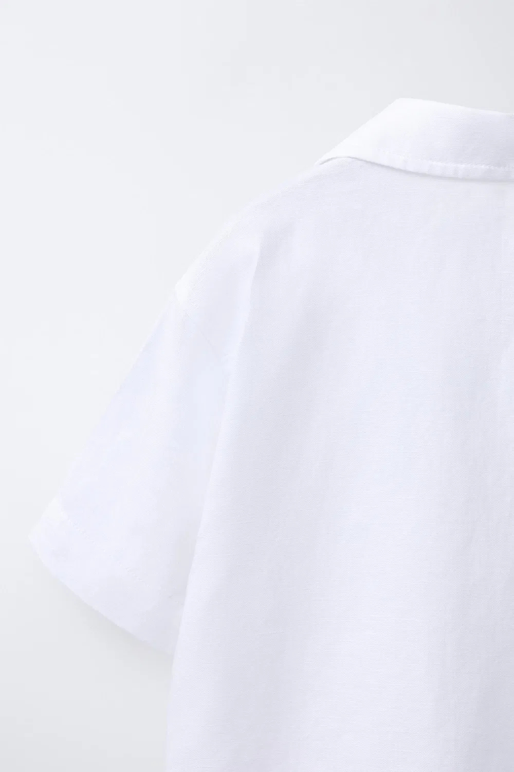 Рубашка для боулинга из хлопка и льна ZARA, White — фото 4