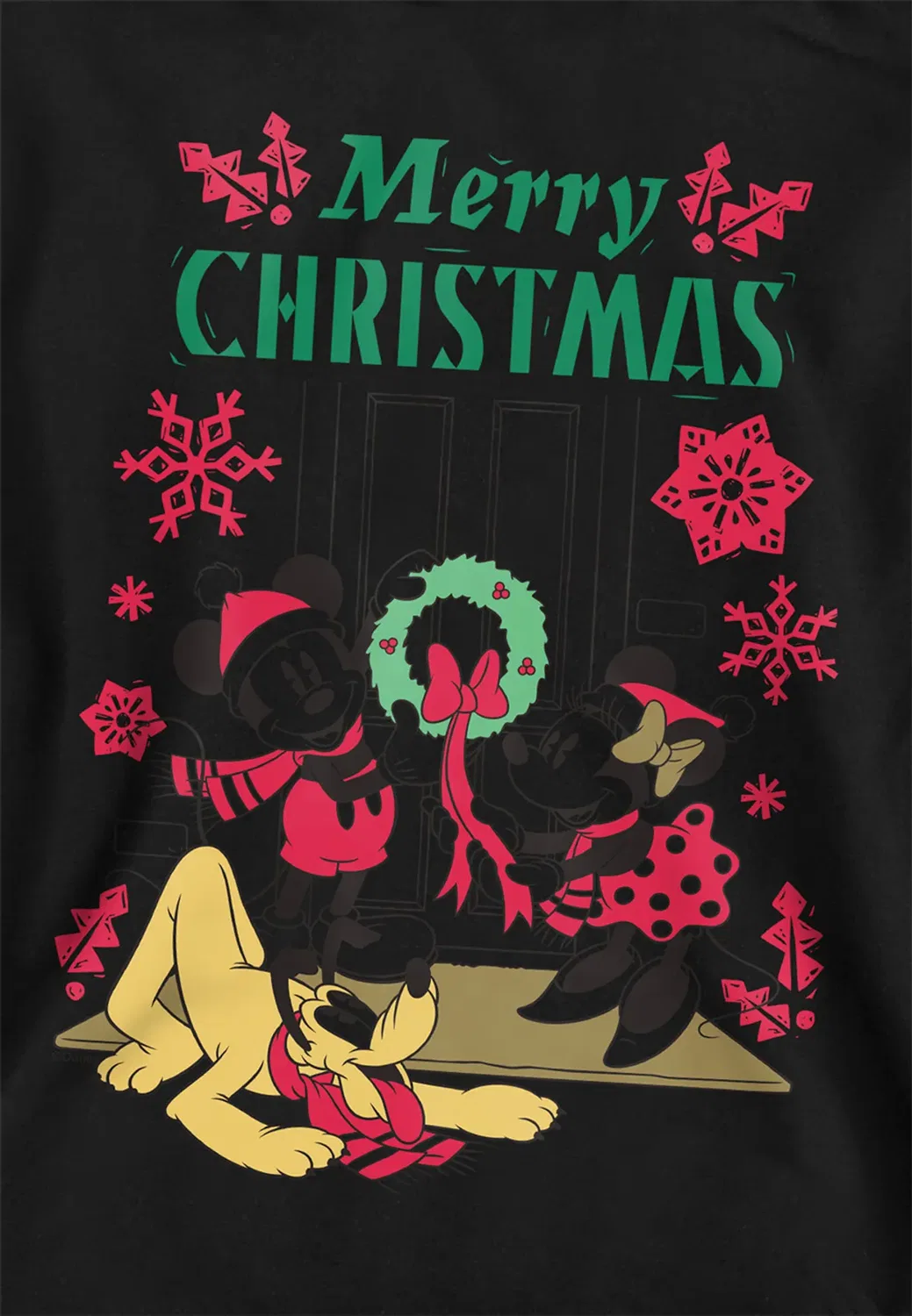 Детский худи с принтом Mickey Mouse and Minnie Christmas Wreath Disney, Black — фото 2