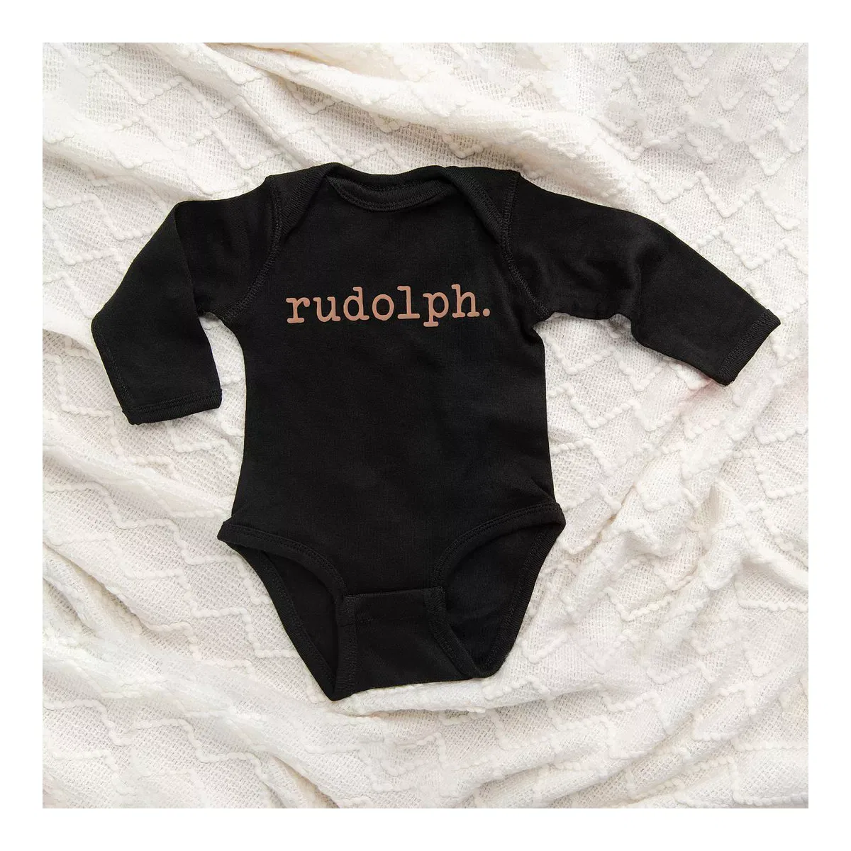 Детский боди с длинным рукавом Rudolph Puff Print The Juniper Shop, Black — фото 2