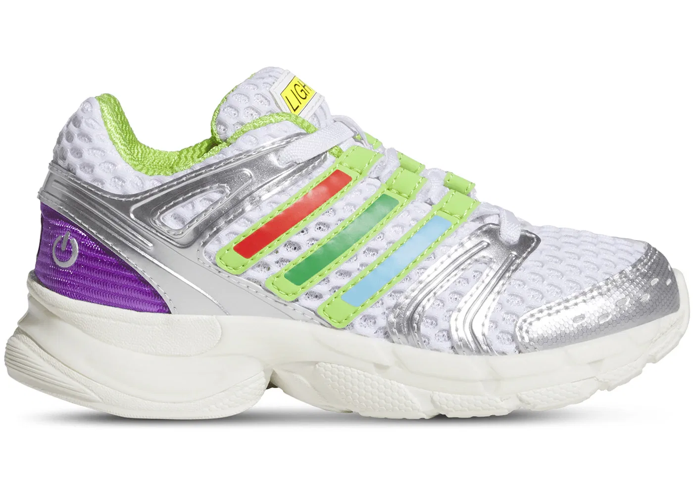 Детские кроссовки для мальчиков с принтом Adidas Adistar Control 5, Cloud White/Solar Slime/Silver Metallic