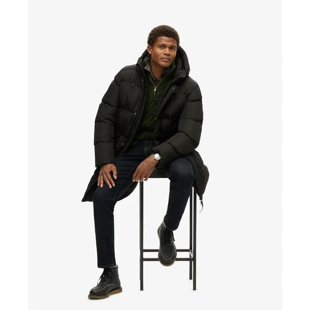 Мужская стеганая куртка с капюшоном Superdry Sports, Schwarz — фото 4