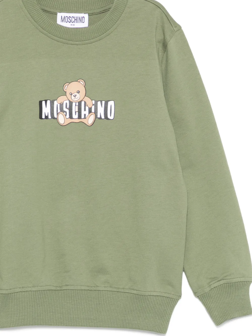 Свитшот с графическим изображением Тедди Moschino Kids, зеленый — фото 3