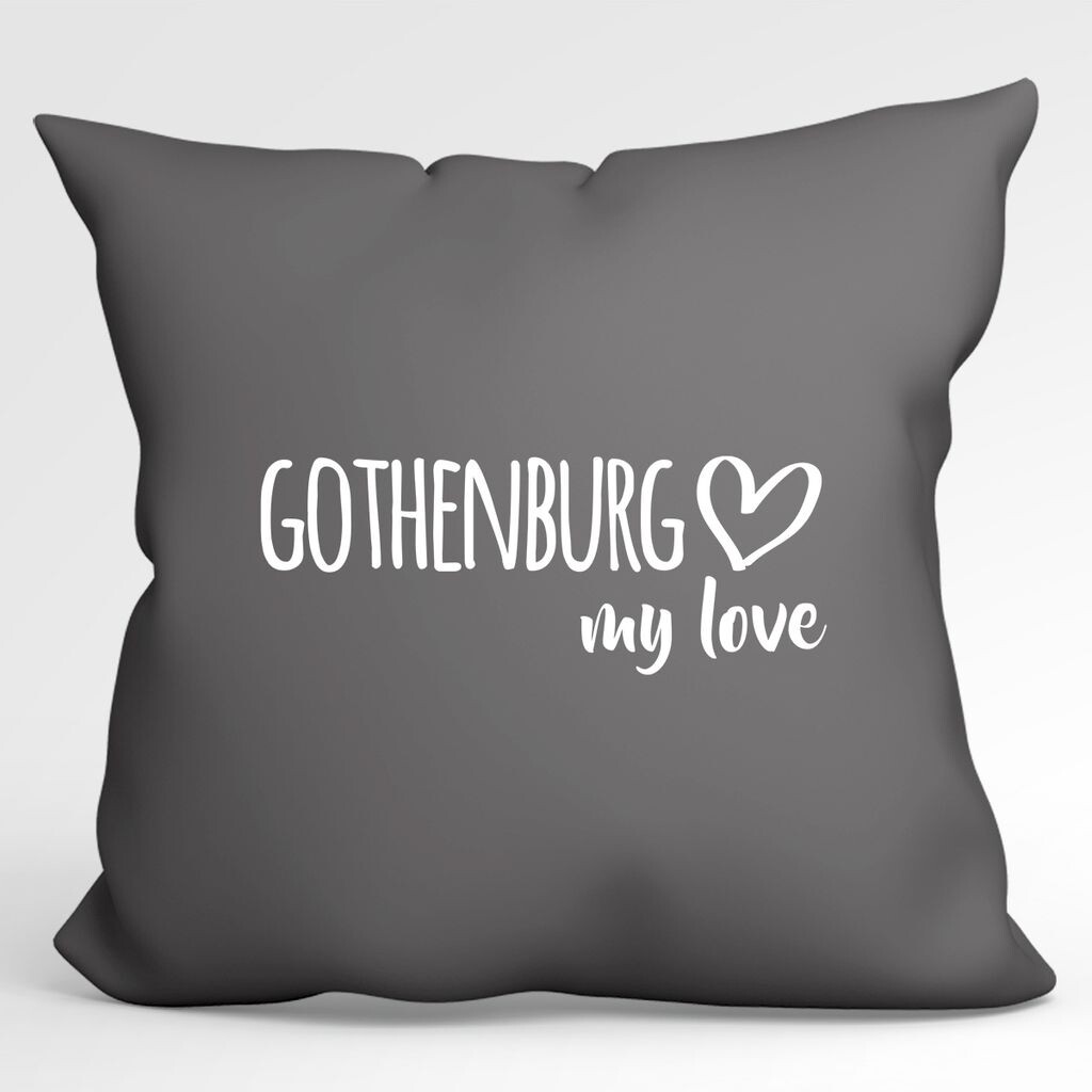 

Huuraa Pillow Gothenburg my love декоративная подушка с наполнителем размер 40x40см Серый Сталь для всех поклонников Гетеборга Швеция идея подарка для друзей и семьи Hellweg Druckerei