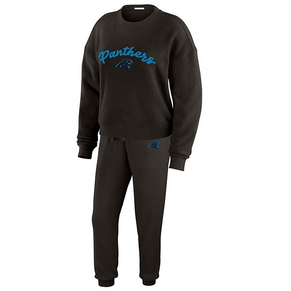 

Женский трикотажный сет с длинным рукавом и брюками Carolina Panthers plus size Wear By Erin Andrews