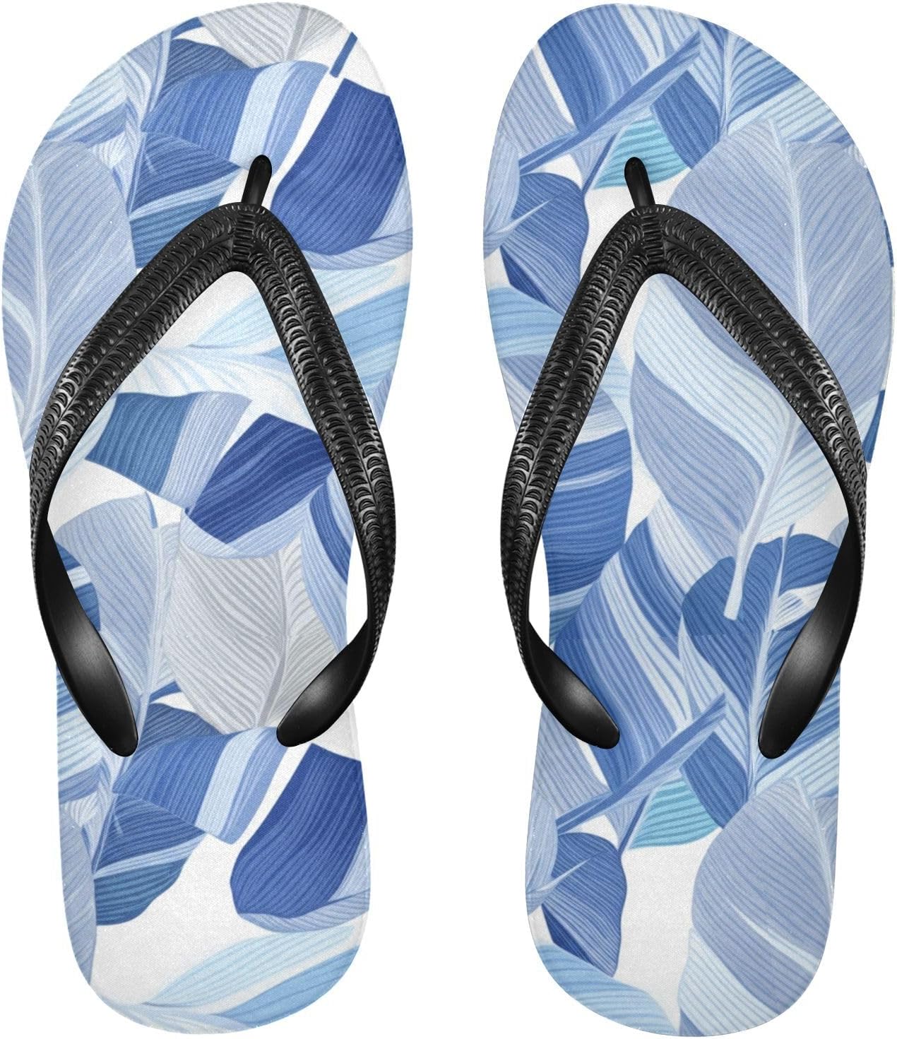 

Шлепанцы с рисунком голубых листьев, пляжные сандалии-вьетнамки, резинескользящие летние тапочки для мужчин и женщин Sinestour