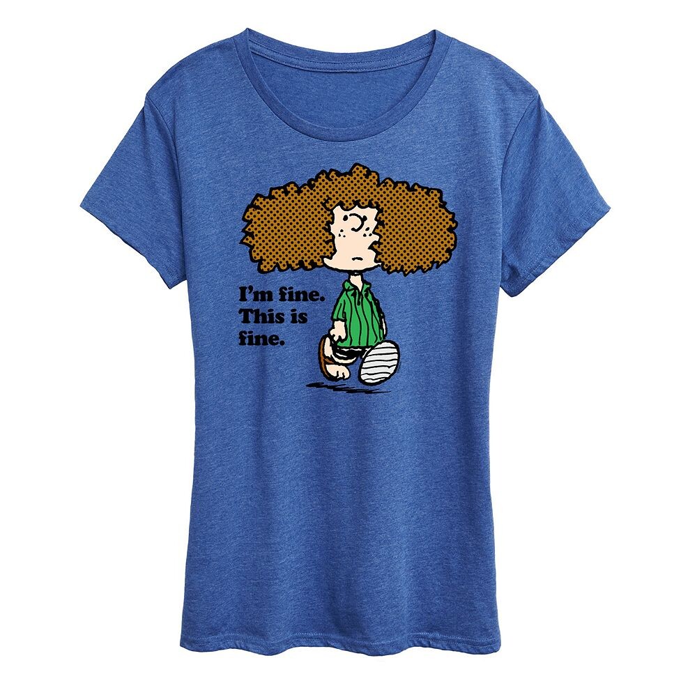 

Женская футболка с рисунком Peanuts Patty I'm Fine Licensed Character, цвет Heather Royal Blue