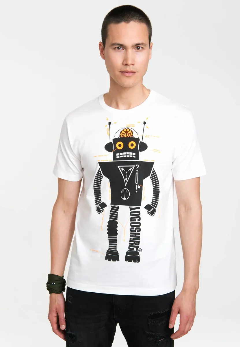 

LOGOSHIRT Футболка "Robot Logoshirt Logo" с принтом робота, белый