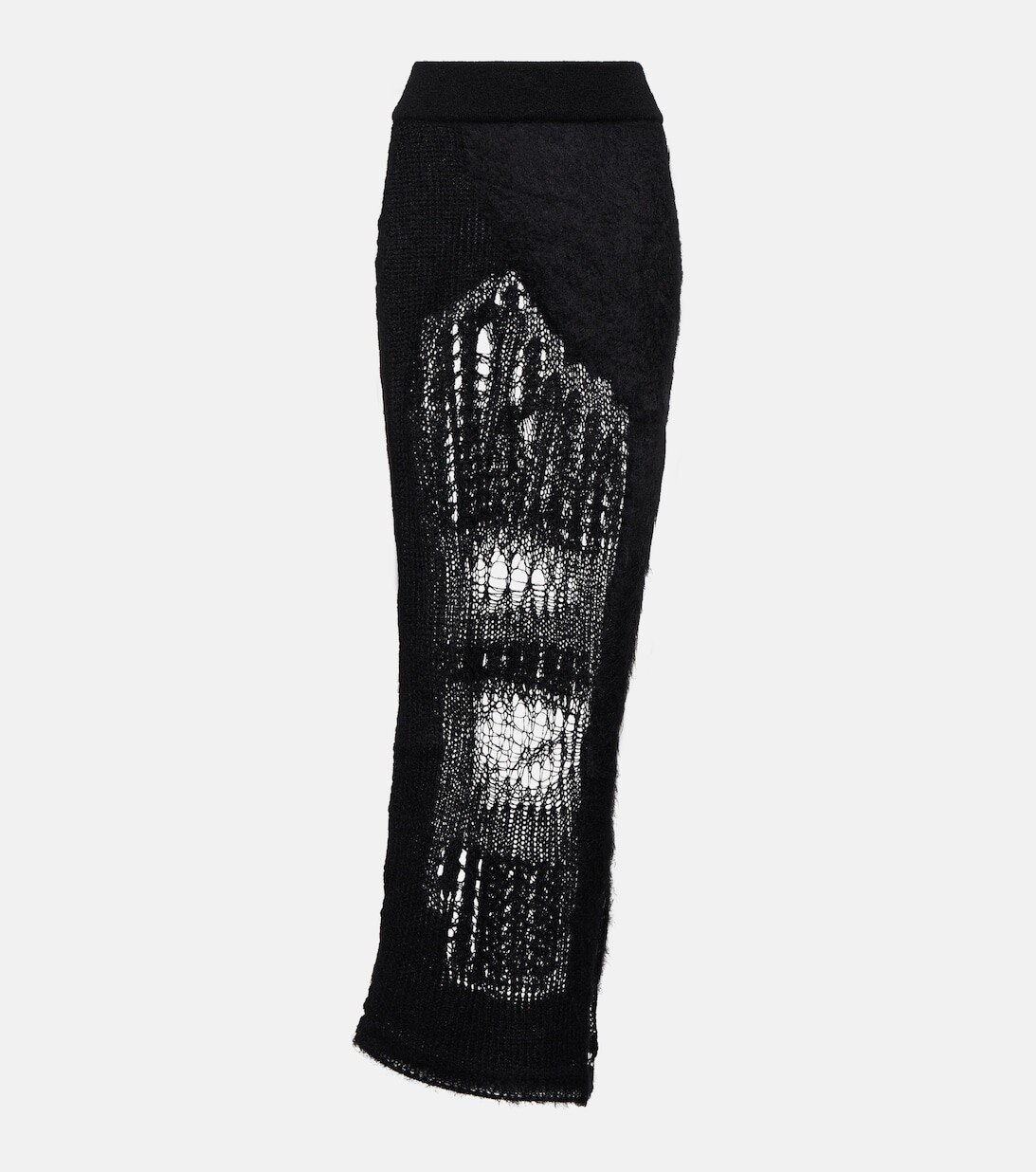 

Юбка макси из смесового мохера с эффектом потертости RICK OWENS, черный