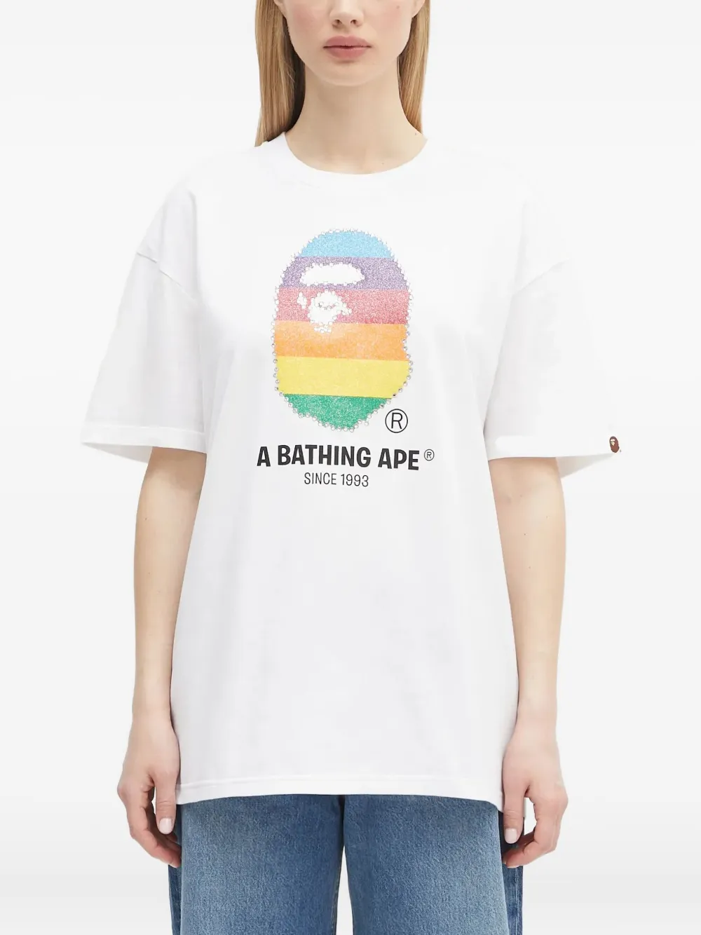 

Футболка с радужным узором A BATHING APE, белый