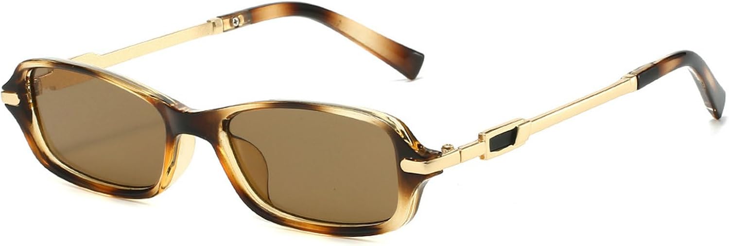 

Ретро-солнцезащитные очки для мужчин, маленькие прямоугольные, в стиле 90-х, металлические солнцезащитные очки для женщин, модные и стильные узкие золотистые солнцезащитные очки 2025 года mincl, C1