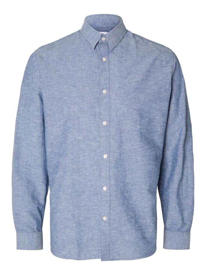 

Рубашка Selected Langarmhemd, цвет Medium Blue Denim