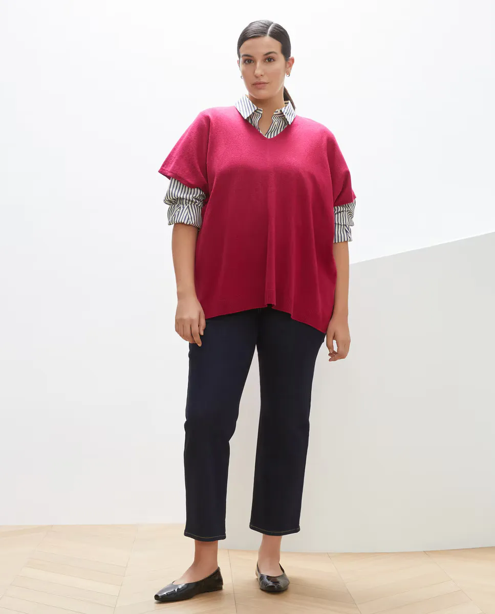 

Женский свитер-пончо с короткими рукавами Couchel, фуксия