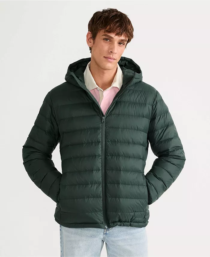 

Мужская утепленная куртка с капюшоном Wanderweight Packable Down Lands' End, зеленый