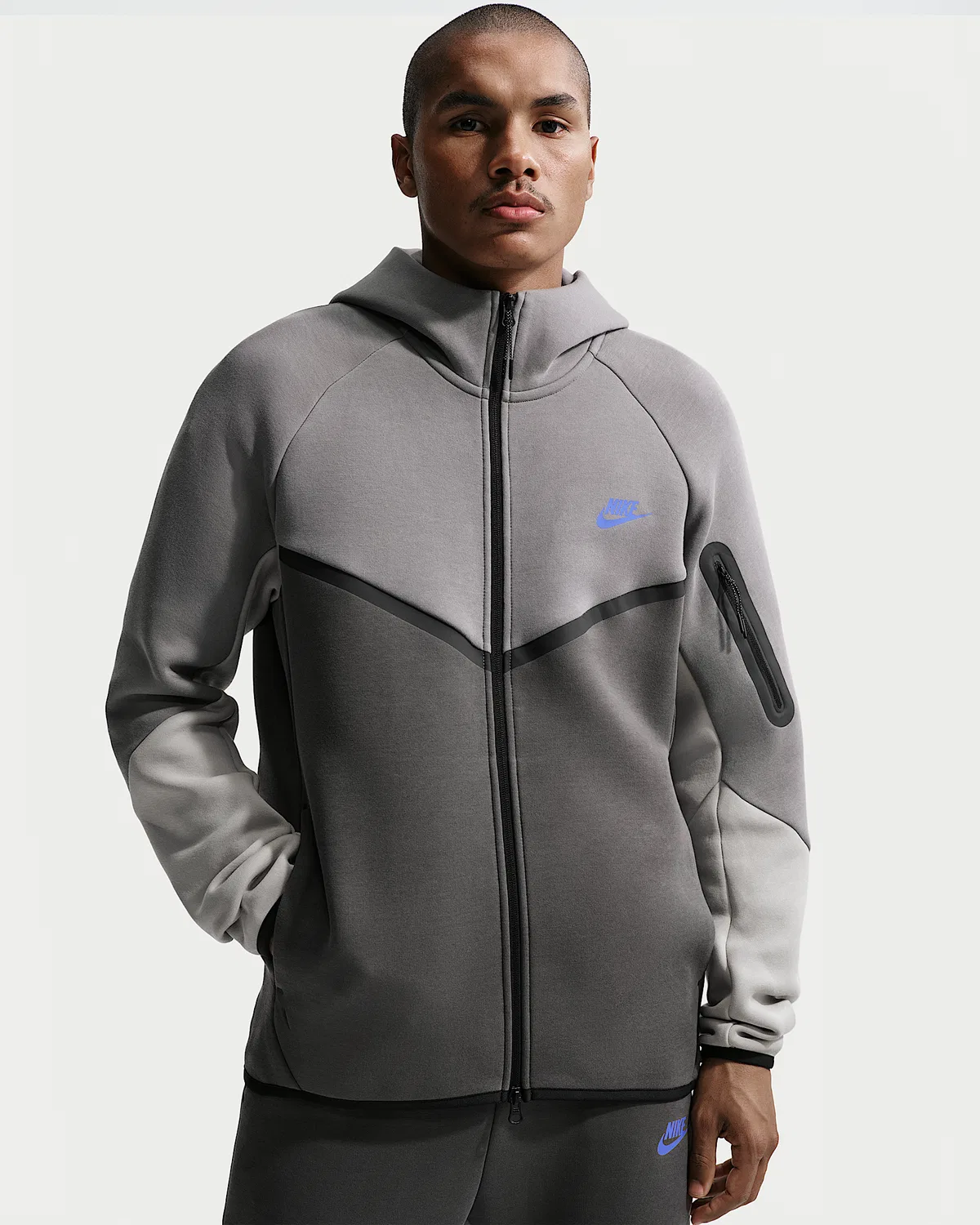 Мужская флисовая ветровка Nike Tech на молнии, Pencil Point/Medium Ash/College Grey/Sapphire