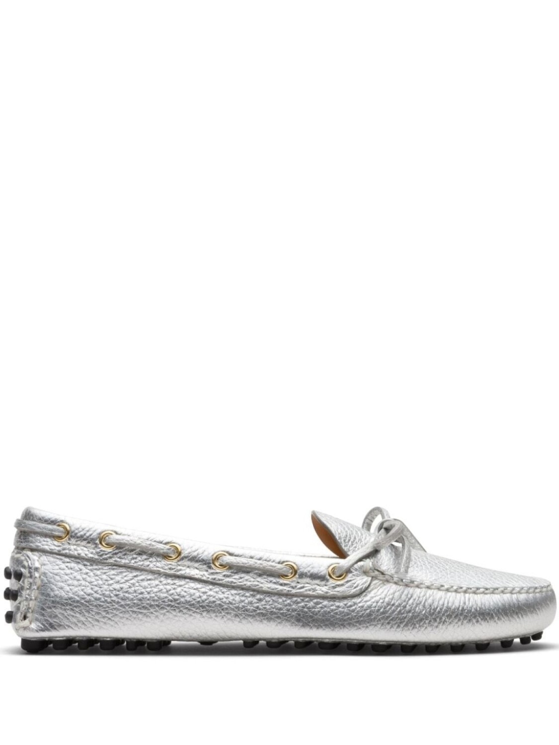Car Shoe мокасины из зернистой кожи, серебристый