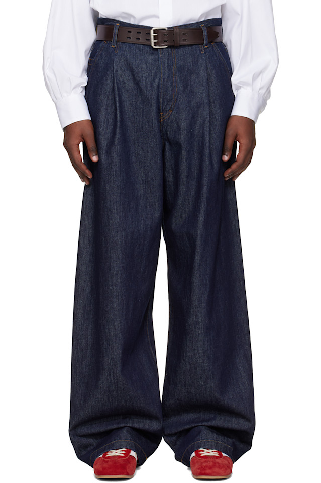 

Dries Van Noten Темно-Синие плиссированные джинсы