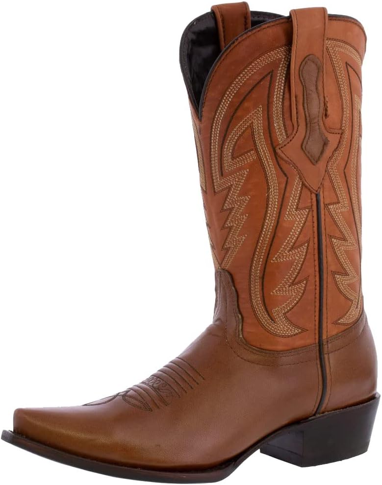 

Мужские ковбойские сапоги Texas Legacy, коньячного цвета, из цельной кожи, с западным стилем и заостренным носком, Cognac