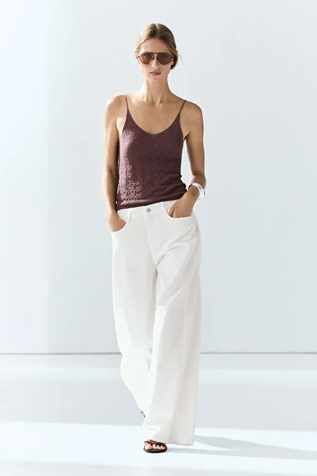 Женские джинсы широкие Massimo Dutti, White