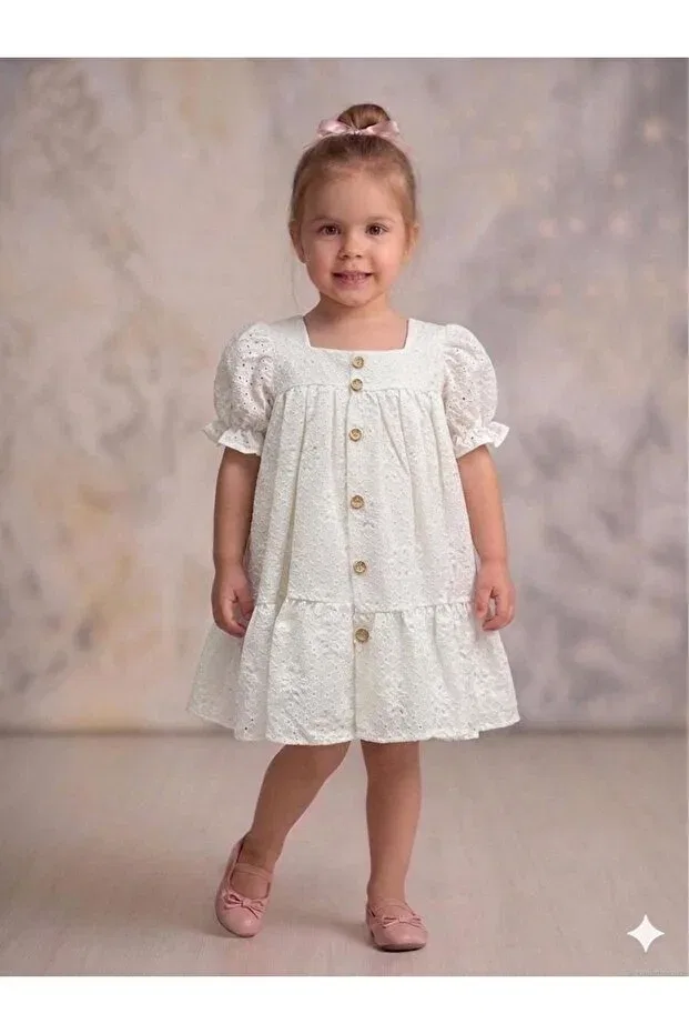 Детское платье для девочек с коротким рукавом Penu Baby Kids, Ecru