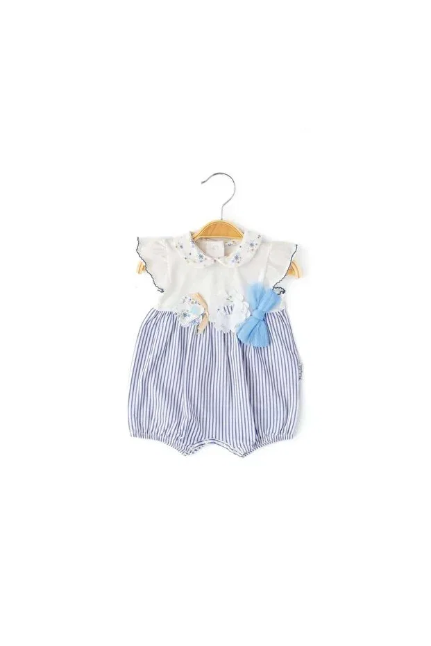 Детский комбинезон для девочек с коротким рукавом с цветочным принтом Babydola, Blue