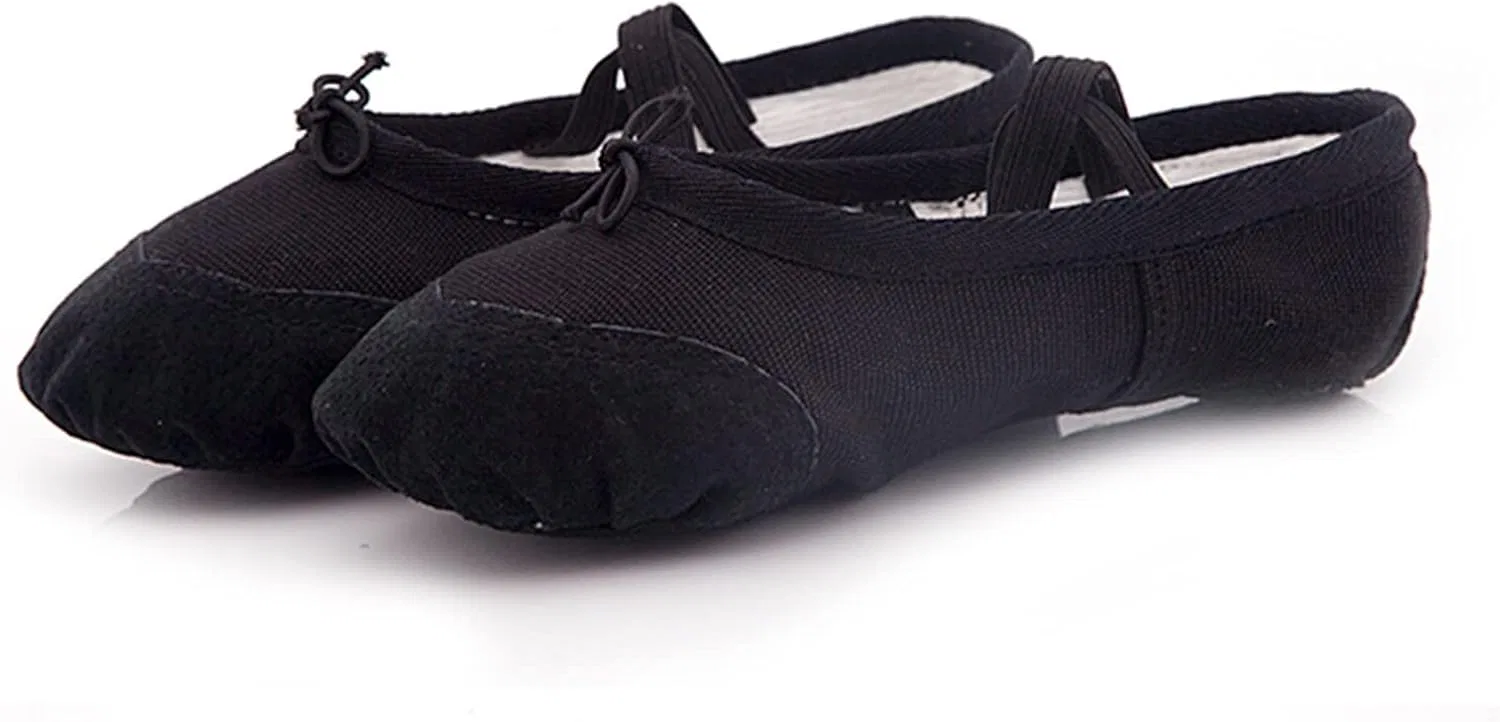 Детские балетки для девочек с принтом Canvas Ballet Dance Shoes Girls Split Sole Ballet Shoes Performance Yoga Slippers Professiona𝐥 Ballerina Flat𝐬, Black — фото 3