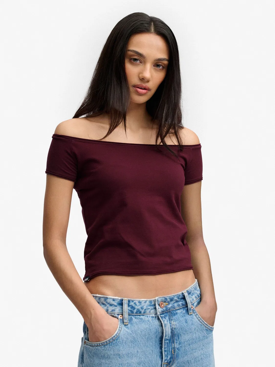 Топ с рюшами Athletic Essentials Superdry, бордово-красный — фото 4