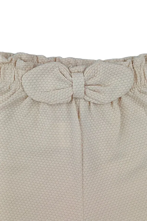 Детские шорты для девочек хлопковые Honeycomb Pattern Bowknot Generic Brands, Beige — фото 2