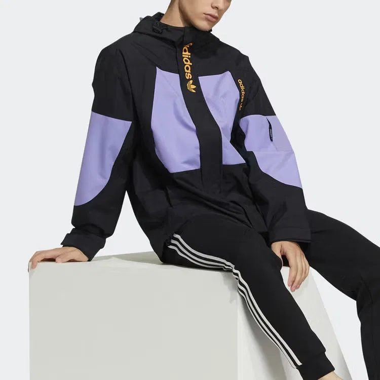 Худи с принтом логотипа свободное Adidas, черный — фото 3