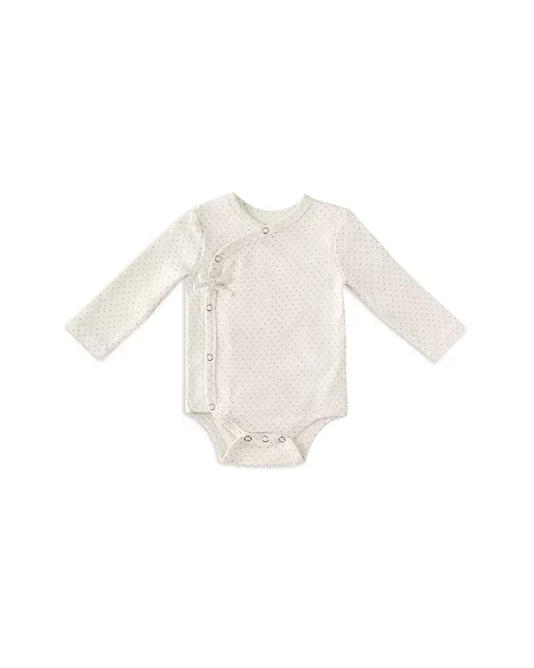 Детский комбинезон-кимоно с принтом Unisex long sleeved printed kimono one piece bodysuit - baby Pehr, Pin Dot Pebble