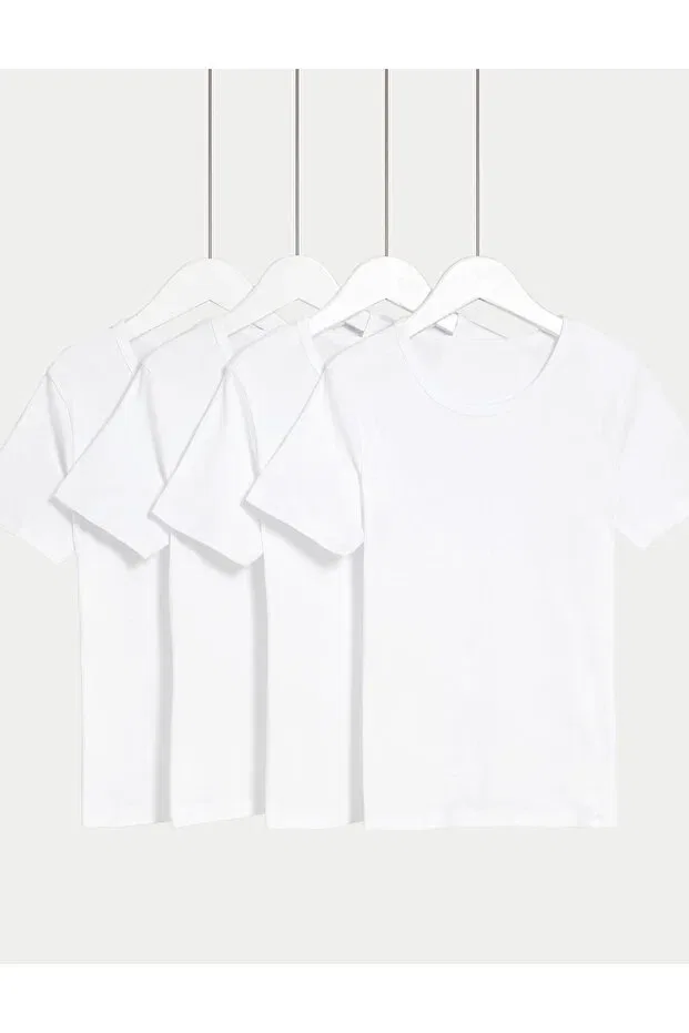 Детское для мальчиков хлопковое комплект маек Marks & Spencer, White