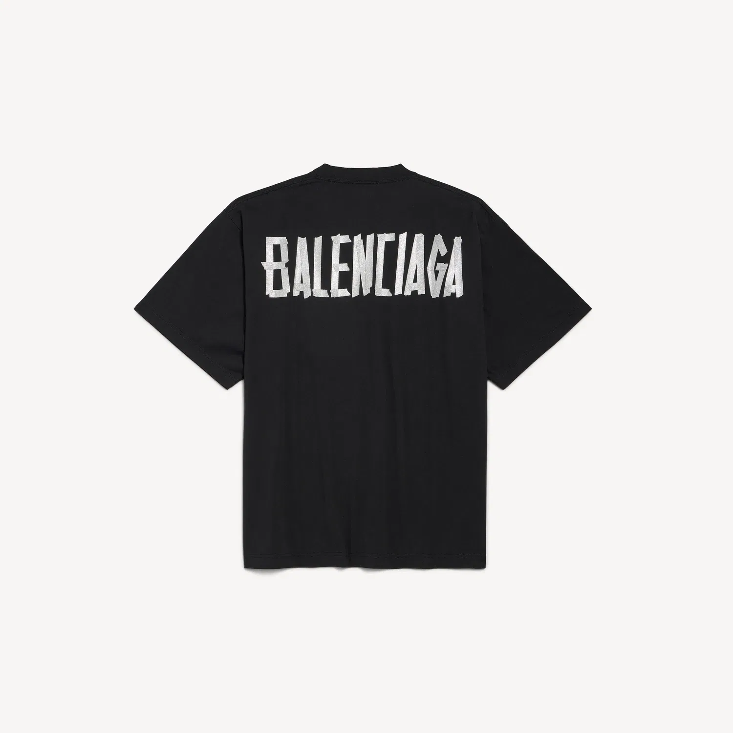 Женская футболка свободного кроя с блестящей лентой Balenciaga в черном цвете., черный — фото 2