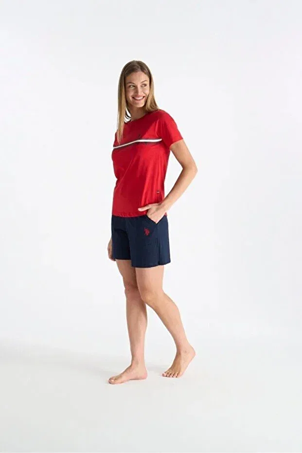 Женский комплект футболки и шорт с карманами U.S. Polo Assn., Red — фото 3