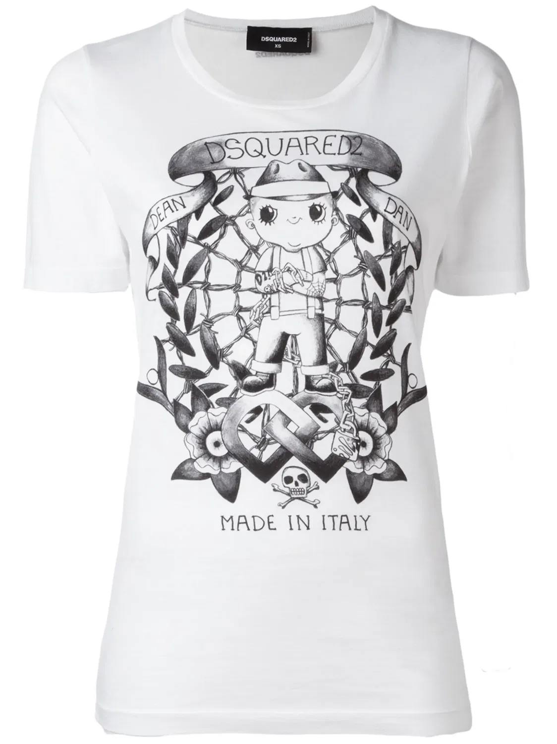 Удлиненная футболка 'Tattoo Graphic' Dsquared2, белый