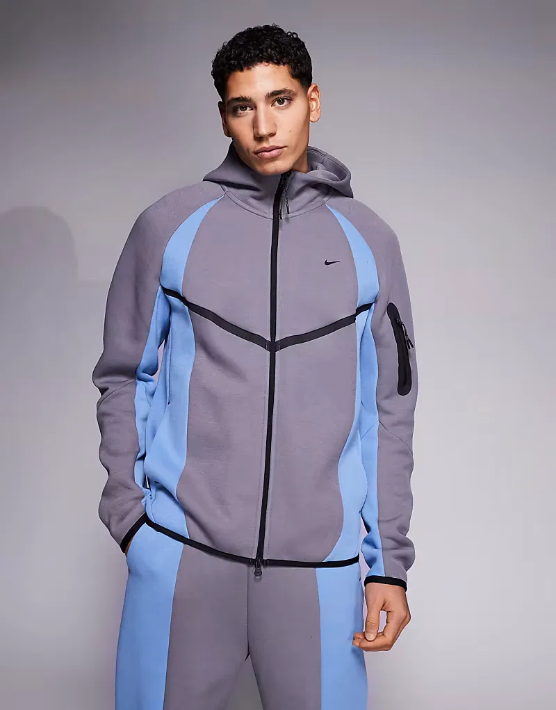 Куртка Nike Tech Fleece Pro на молнии, серо-синяя