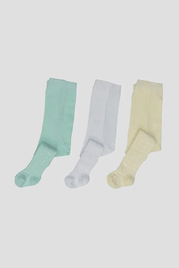 Детские колготки для девочек с жаккардовым узором 3 шт Defne Baby, Multicolor