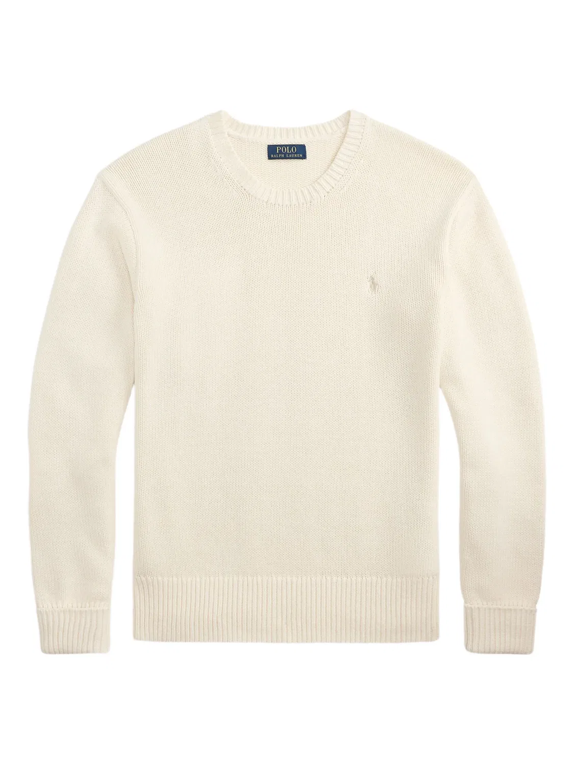 Длинный хлопковый свитер в кремовом цвете Polo Ralph Lauren, кремовый