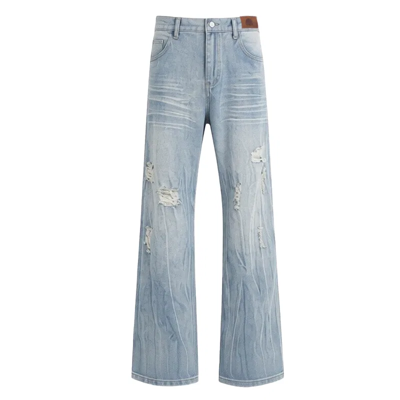 Детские джинсы унисекс с потертостями и молнией Denim Blue Paris Lightning Pattern Ripped MostwantedLab, Denim Blue