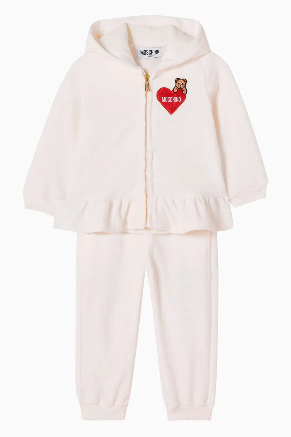 Комплект детский с капюшоном в виде сердца из хлопка Moschino